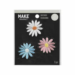 Embroidered Daisy Iron On Patches, 3ct. by Make MarketĀ®