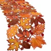 Embroidered Fall Leaves Table Runner for Thanksgiving, Autumn Harvest Decorations (14 × 68 inches)