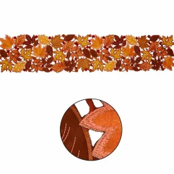 Embroidered Fall Leaves Table Runner for Thanksgiving, Autumn Harvest Decorations (14 × 68 inches)