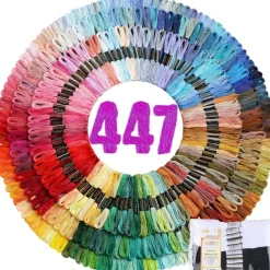 Embroidery Floss | Rainbow Thread for Embroidery, Cross Stitch Thread, Crafting Arts Embroidery Strings Bulk with Needles Plus White and Black Floss（447 Colors）