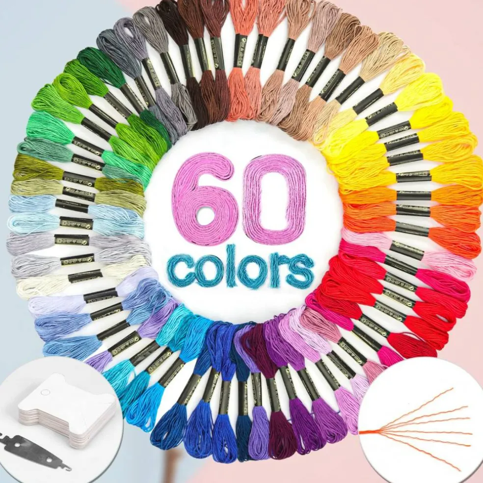 Embroidery Floss 60 Skeins Per Pack for Cross Stitch Threads,Embroidery Thread for Friendship Bracelet Making,Embroidery String for Craft