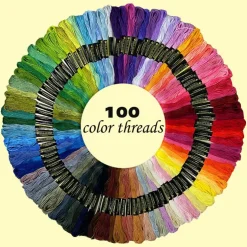 Embroidery Kit 141 Pcs,100 Colors Threads,6 Pcs Embroidery Hoops,2 Pcs Aida Cloth,9 Sewing Pins,Cross Stitch Tools and Embroidery Starter Kit for Adults and Kids Beginners