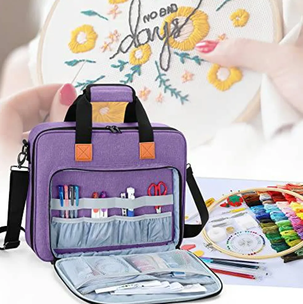 Embroidery Project Bag, Embroidery Kits Storage Bag (Bag Only), Purple