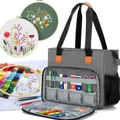 Embroidery Project Carrying Bag, Embroidery Kits Storage Bag (Bag Only), Gray