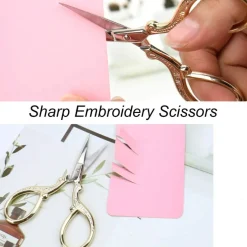 Embroidery Scissors, Stainless Steel Sharp Stork Scissors for Sewing Crafting, Art Work, Threading, Needlework - DIY Tools Dressmaker Small Shears - 2 Pcs (3.6 Inches, Gold)