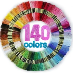 Embroidery Thread Floss 140 Colors Skeins Friendship Bracelet String Making Bracelets Cross Stitch Kit Supplies Thin Yarn Sewing Patterns Cotton Strings Crochet Braces Wrap Rainbow Crafts
