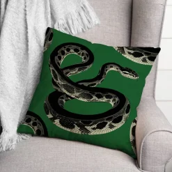 Emerald Green Snake 18" x 18" Spun Poly Pillow