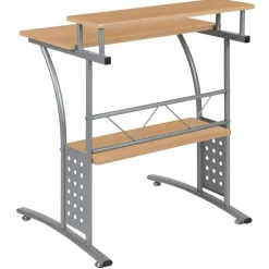 Emma and Oliver Computer Desk with Top and Lower Storage Shelves