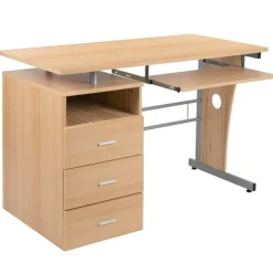 Emma and Oliver Desk with Three Drawer Single Pedestal and Pull-Out Keyboard Tray