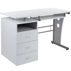Emma and Oliver Desk with Three Drawer Single Pedestal and Pull-Out Keyboard Tray