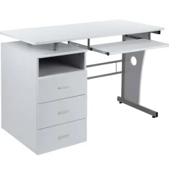 Emma and Oliver Desk with Three Drawer Single Pedestal and Pull-Out Keyboard Tray