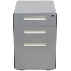 Emma and Oliver Ergonomic 3-Drawer Mobile Locking Filing Cabinet Storage Organizer