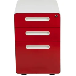 Emma and Oliver Ergonomic 3-Drawer Mobile Locking Filing Cabinet Storage Organizer