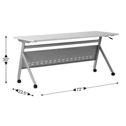 Emma and Oliver Griffin Heavy-Duty Flip Top Training Table with Nesting Design, Privacy Panel, Y-Legs, Tabletop, Metal Frame