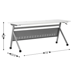 Emma and Oliver Griffin Heavy-Duty Flip Top Training Table with Nesting Design, Privacy Panel, Y-Legs, Tabletop, Metal Frame