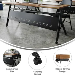 Emma and Oliver Griffin Heavy-Duty Flip Top Training Table with Nesting Design, Privacy Panel, Y-Legs, Tabletop, Metal Frame