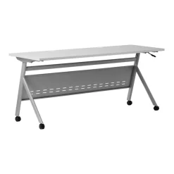 Emma and Oliver Griffin Heavy-Duty Flip Top Training Table with Nesting Design, Privacy Panel, Y-Legs, Tabletop, Metal Frame