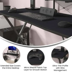 Emma and Oliver Tyr Mega Size PC Gaming Mouse Pad with Micro Weave Cloth Surface, Anti-Slip Rubber Backing and Cable Management