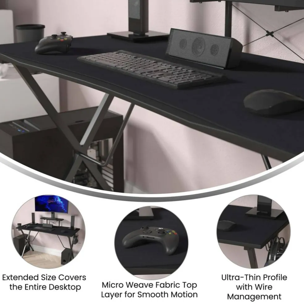 Emma and Oliver Tyr Mega Size PC Gaming Mouse Pad with Micro Weave Cloth Surface, Anti-Slip Rubber Backing and Cable Management