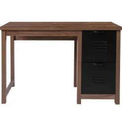 Emma and Oliver Wood Grain Finish Computer Desk with Metal Drawers