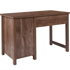 Emma and Oliver Wood Grain Finish Computer Desk with Metal Drawers