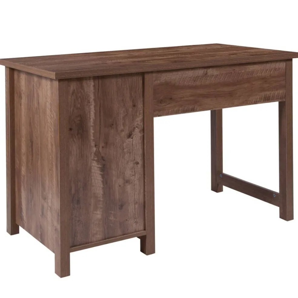 Emma and Oliver Wood Grain Finish Computer Desk with Metal Drawers