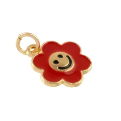 Enamel & Gold Smiley Flower Charms by Bead Landing™
