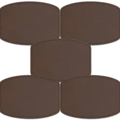 Engravable Leather Patch Blanks for Hats, Jackets & Bags – Laserable Faux Leather Patches with Adhesive & Stitch – Leatherette Apparel Patches (Round Rectangle, 5 Pack)