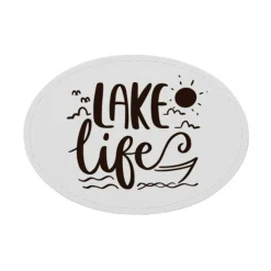 Engravable Leather Patch Blanks for Hats, Jackets & Bags – Laserable Faux Leather Patches with Adhesive & Stitch – Leatherette Apparel Patches (Oval, 5 Pack)