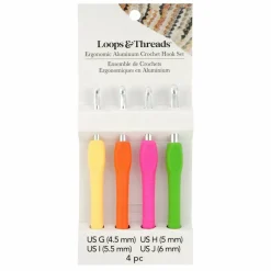 Ergonomic Aluminum Crochet Hook Set, G-J by Loops & Threads®