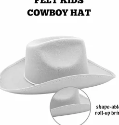 4E's Novelty Kids Cowboy Hats 4 Pack - White Cowboy Hat for Boys & Girls, Dress-Up & Costume Play