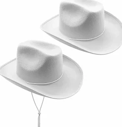 4E's Novelty Kids Cowboy Hats 4 Pack - White Cowboy Hat for Boys & Girls, Dress-Up & Costume Play