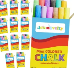4E’s Novelty Mini Chalk Set - 12 Boxes Sidewalk Chalk Summer Party Favors, Goodie Bag Stuffers, Non-Toxic Chalk for Toddlers
