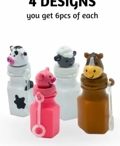 4E's Novelty 24 Pack Farm Animal Bubbles Party Favors - Barnyard Farm Animal Bubbles, Farm Party Favors