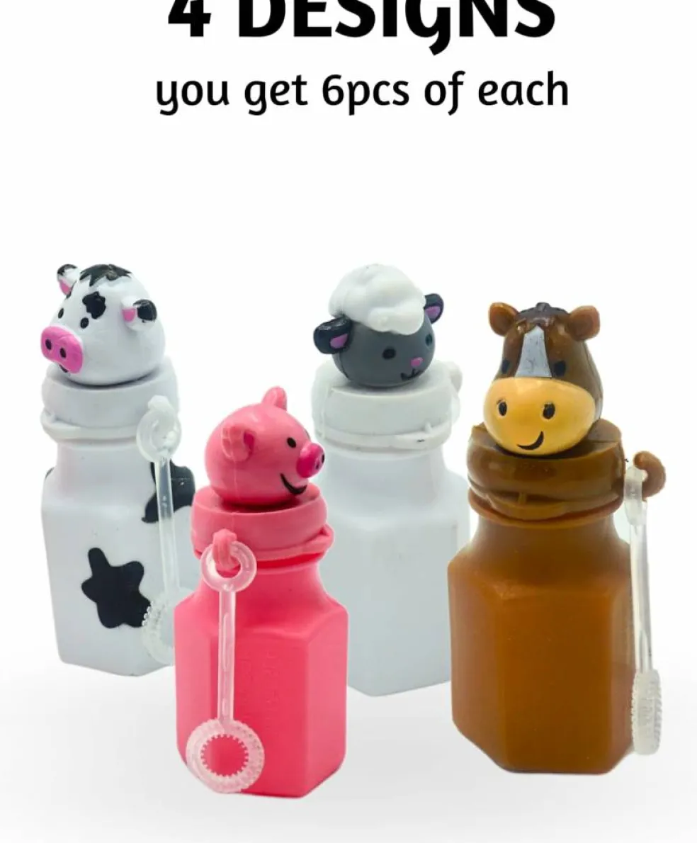 4E's Novelty 24 Pack Farm Animal Bubbles Party Favors - Barnyard Farm Animal Bubbles, Farm Party Favors
