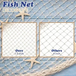 4E's Novelty 3 Pack Fish Net Decorations - Natural Cotton 14ft x 4ft Beach Themed Party Decor