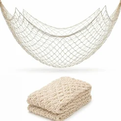 4E's Novelty 1 Pack Fish Net Decorations - Natural Cotton 14ft x 4ft Beach Themed Party Decor