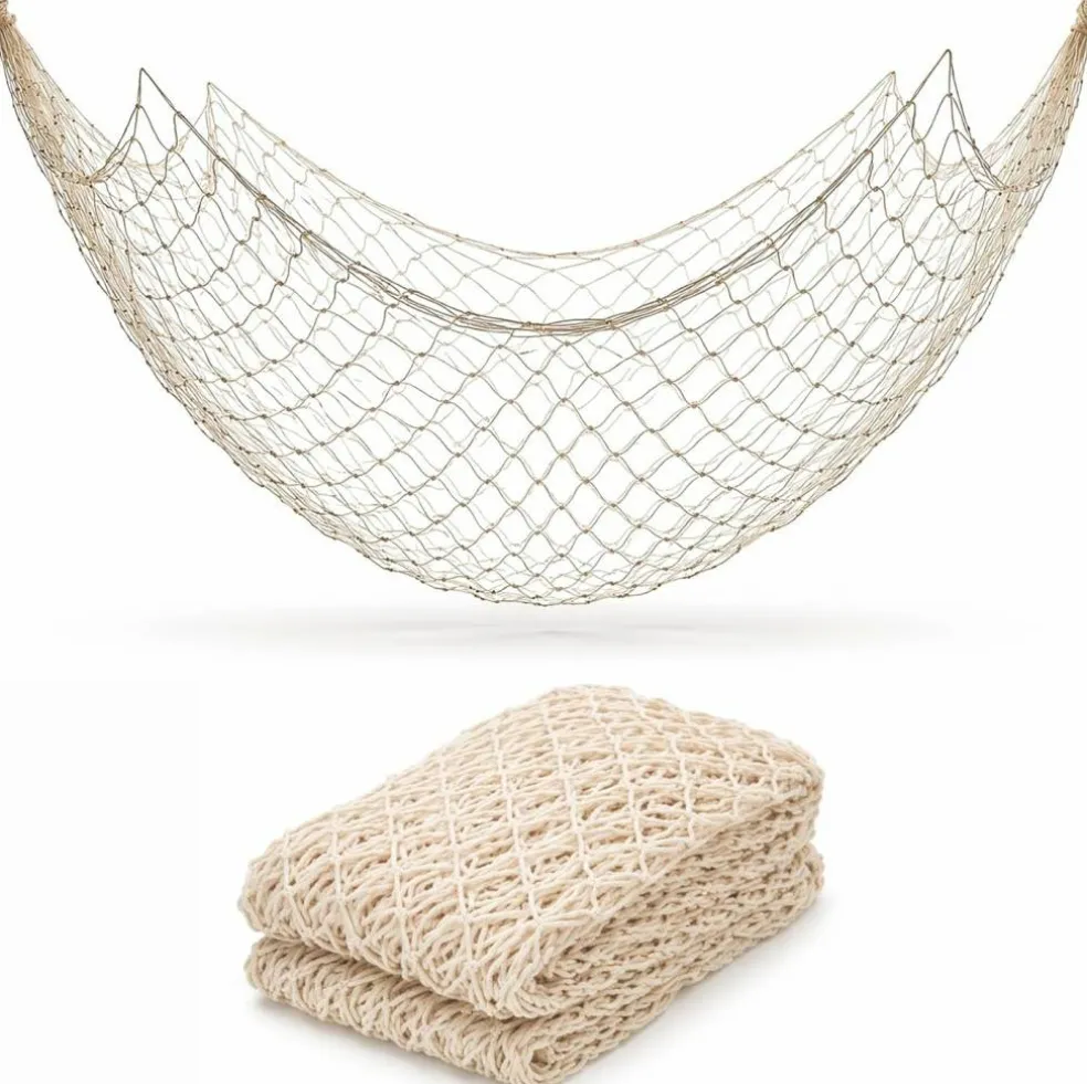 4E's Novelty 1 Pack Fish Net Decorations - Natural Cotton 14ft x 4ft Beach Themed Party Decor