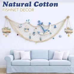 4E's Novelty 1 Pack Fish Net Decorations - Natural Cotton 14ft x 4ft Beach Themed Party Decor