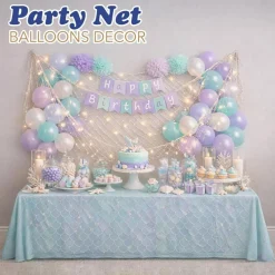 4E's Novelty 1 Pack Fish Net Decorations - Natural Cotton 14ft x 4ft Beach Themed Party Decor