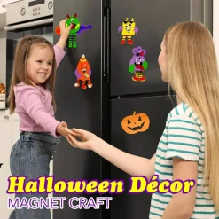 4E's Novelty 4-Pack Foam Halloween Craft Kits for Kids, Silly Halloween Monsters Magnet Craft Kit, Mess-Free Peel-and-Stick Sticker Pack, Ages 3+, Perfect for Occasion Monster Magnet Kit