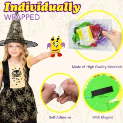 4E's Novelty 4-Pack Foam Halloween Craft Kits for Kids, Silly Halloween Monsters Magnet Craft Kit, Mess-Free Peel-and-Stick Sticker Pack, Ages 3+, Perfect for Occasion Monster Magnet Kit