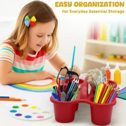 4E's Novelty 4 Pack Pencil Caddy for Classroom, Vibrant Classroom Caddy, Durable Table Drink Holder for School, Useful and Sturdy Schools Desk Bin, Colourful Supply Caddies for School for Various Use