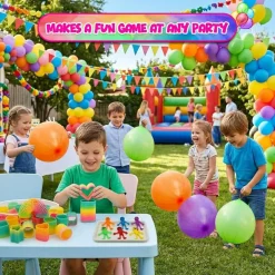 4E's Novelty 108 Pcs Prizes, 36 Of Each, Punch Balloons, Mini Coil Spring, Stretchy Bendable Man, Birthday Party Favor Sets for Kids, Sensory Fidget Treasure Chest Prize Box Toys for Classroom