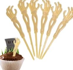 4E's Novelty 72 Pcs Zombie Hand Cupcake Toppers – 5" Plastic Skeleton Hands for Halloween Cupcakes, Cakes, Cocktails & Party Decor, Spooky Picks for Haunted House, Day of the Dead & Horror Themes