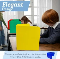 4E's Novelty Plastic Desk Dividers for Students - Pack of 20 - Bulk Colored Desk Privacy Panel - Plastic Classroom Dividers, Testing Dividers for Classrooms, Easy-to-Clean Durable, with Labels