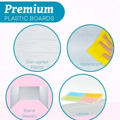 4E's Novelty Plastic Desk Dividers for Students 20 Pack, Bulk White Desk Privacy Panel - Plastic Classroom Dividers, Testing Dividers for Classrooms, Easy-to-Clean Durable, with Labels