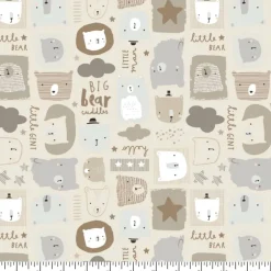 Eugene Textiles Neutral Bears Flannel