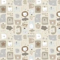 Eugene Textiles Neutral Bears Flannel