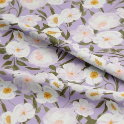 Eugene Textiles Purple Flowers Cotton Quilting Fabric